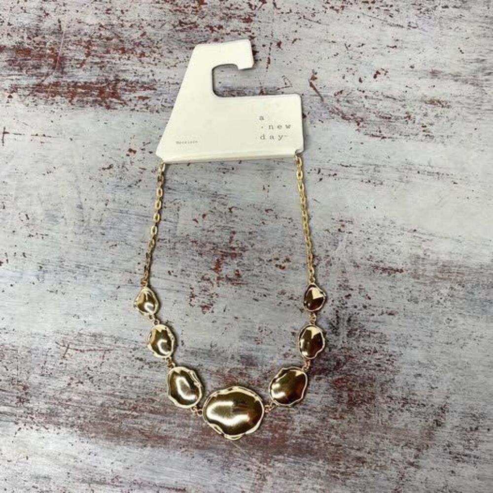 New a new day gold color statement necklace
